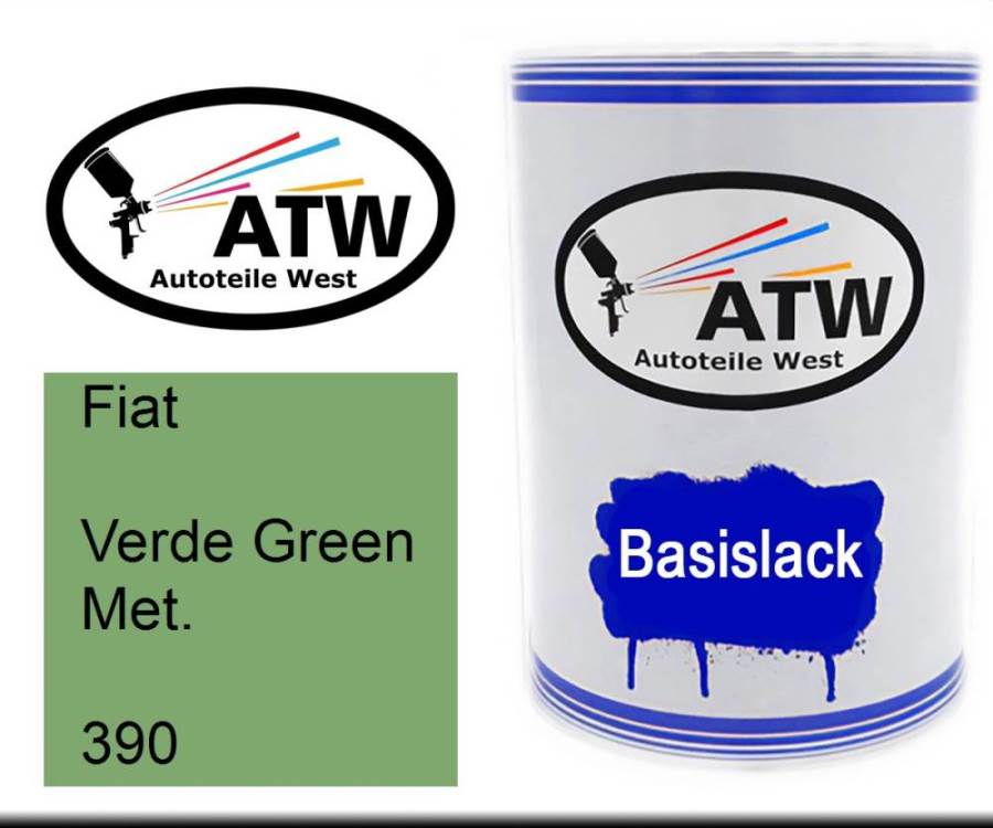 Fiat, Verde Green Met., 390: 500ml Lackdose, von ATW Autoteile West.